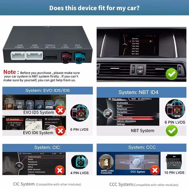 

Беспроводной Apple CarPlay и Android Auto Mirror Link Функции Декодер для BMW NBT System 1 2 3 4 5 6 7 Series X3 X4 X5 X6 MINI