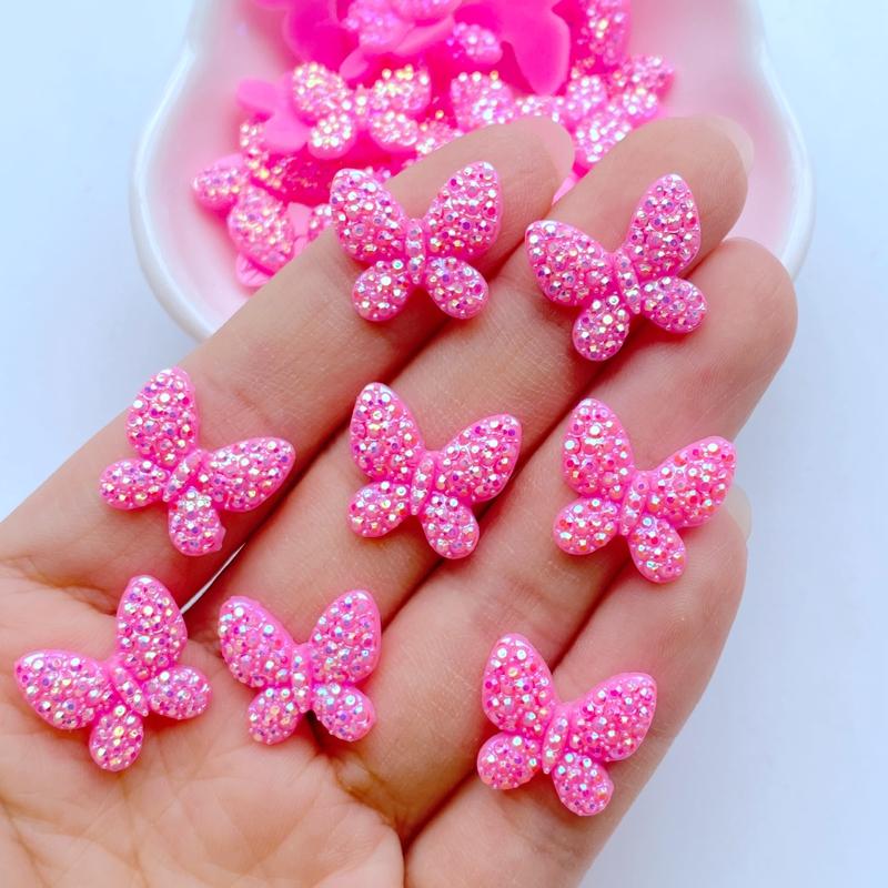 

50 шт. Новые милые мини 14*15 мм блестящие бабочки плоская спинка смола наращивание ногтей ювелирные изделия поделки украшения аксессуары