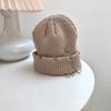 Solid Color Knitted Hat Punk Hip Hop Beanies for Men Women Metal Pin Ring Brimless Melon Cap Winter Warm Crochet Bonnet Gorras
