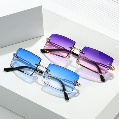 Randloze Zonnebril Rechthoek Mode Populair Dames Tinten Kleine Vierkante Bril Voor Vrouwelijk Mannelijk Zomer Reizen