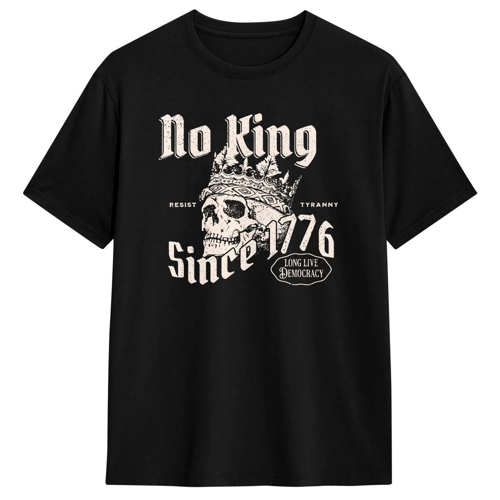Humor No King Anti Monarchy TShirt for Unisexs Clothing Womens Clothing Cotton T Shirt Gift Idea 2026 Summer New T Shirt
