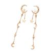 Vintage Metal Star Moon Tassel Pendant Earrings for Women Fashion Gold Color Asymmetric Personality Earrings Jewelry Gifts