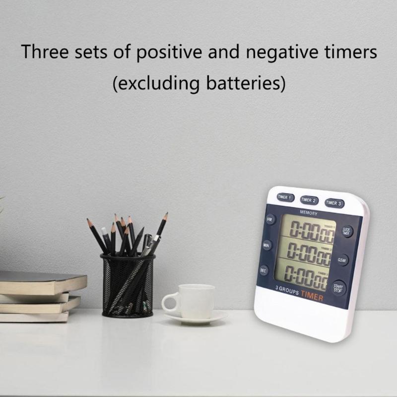 Taschen-Timer Digitaler Küchen-Koch-Timer 3-Kanalige Simultanzeitmessung Aufwärts-/Abwärts-Timer mit Magnet und Rückclip