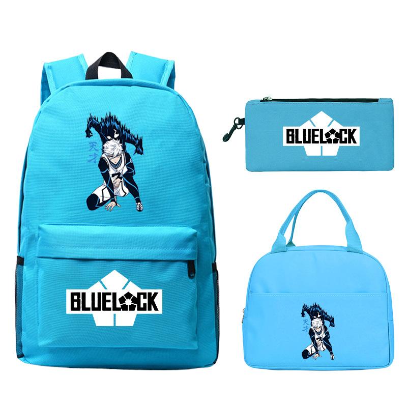 3 Piece School Backpack Set for Students Large Capacity Oxford Cloth Schoolbag with Shoulder Strap and Pencil Case