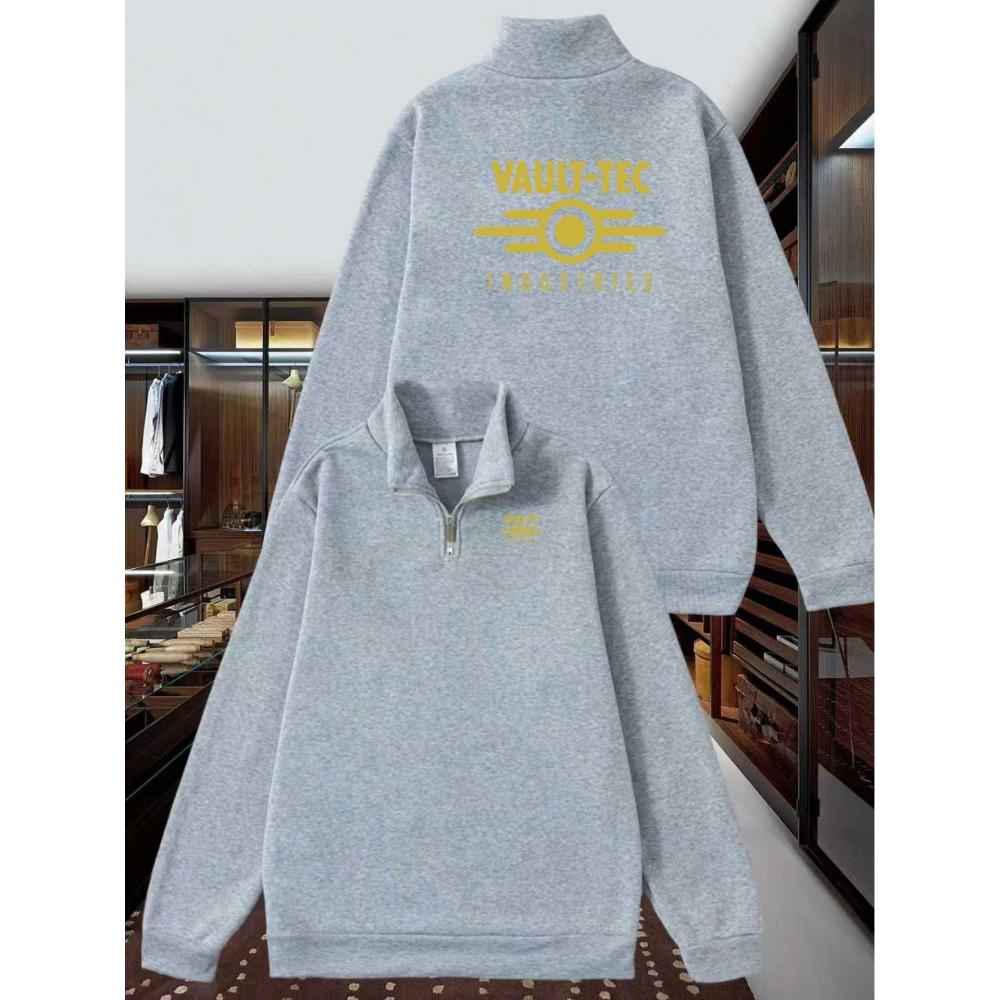 Letter Printed Urban Casual Lightweight Sports Men's Standing Collar Half Zipper Sportswear Autumn and Winter Fashion Pullover