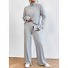 Casual Two-Piece Knitted Set with High Neck and Ribbed Texture for Autumn and Winter