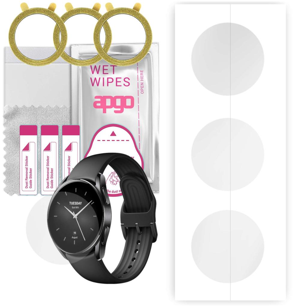 3x Apgo Hydrogel Screen Protector for Xiaomi Watch S2 46 Mm, Hydrogel Film, with Positioning Layer Easy Installation