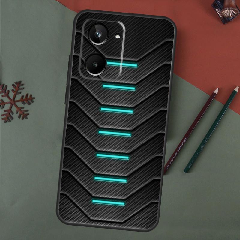 Carbon Fibre Futuristic Neon Case For Realme C75 C65 C67 C71 C63 C61 C55 C51 C53 C35 11 12 13 14 15 Pro Plus GT6 GT7 Pro