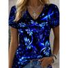 Women's Color Block Abstract Animal Print T-Shirt, Vintage V-Neck Short Sleeve, Spring Summer Fall