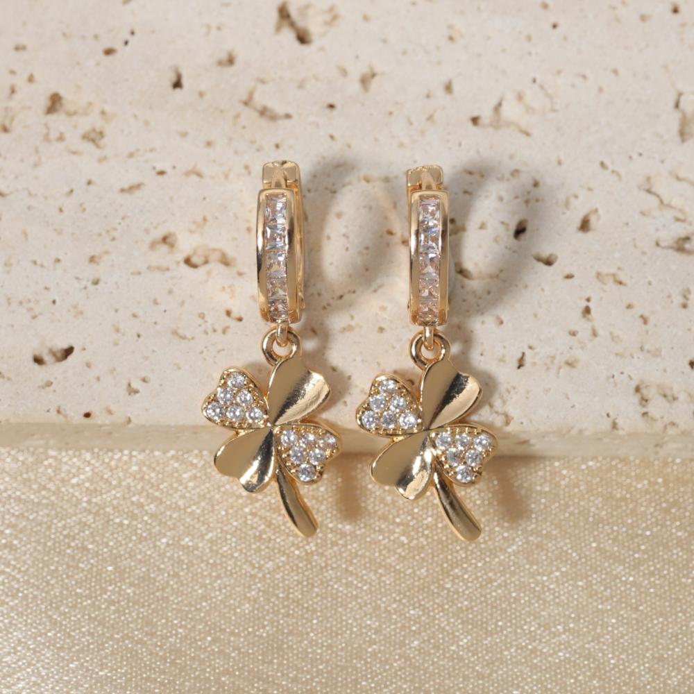 

Luxury Flowers Dangle Earrings for Women Zirconia Earring Jewelry Wedding Party Accessories золотой
