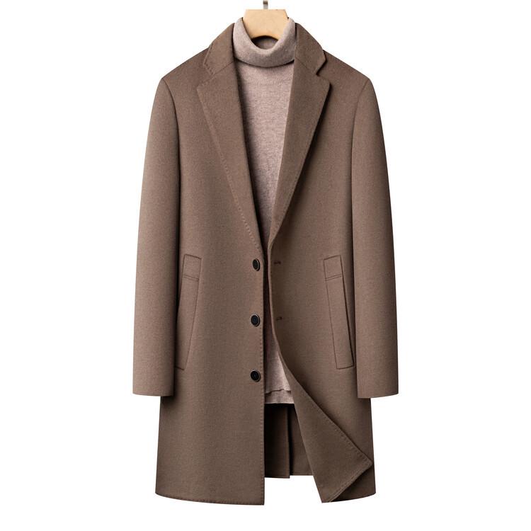 

Men s 2025 Double-Sided Wool Coat with Goose Down Lining L верблюд