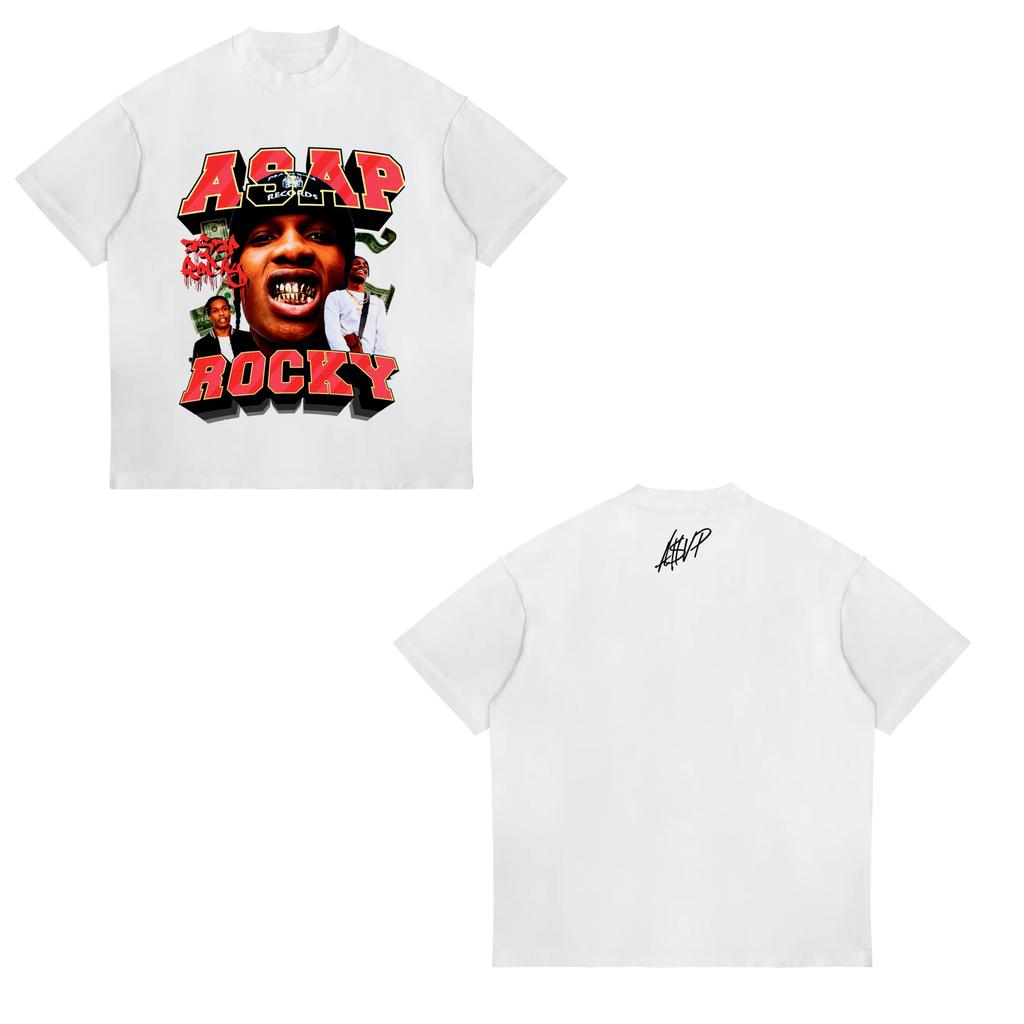 2026 Fashion New ASAP Rocki Short Sleeve Tshirt Pop Street Wear Unisexs and Womens Luxury Tshirt AAP Portrait Casual Havana