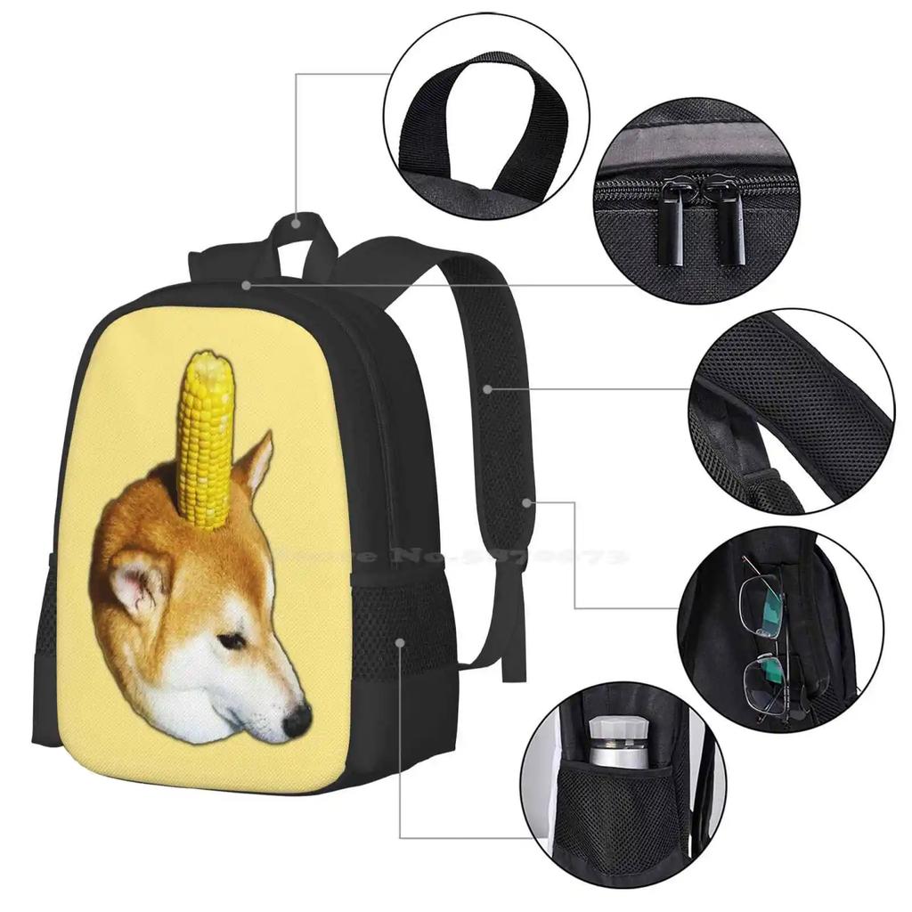 Corn Shibe Doggo Bag Backpack For Men Women Girls Teenage Corn Doggo Corndog Corn Shibe Corn Shiba Inu Shiba Inu With Corn