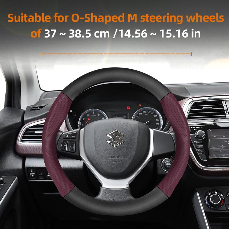 Suitable for SUZUKI Perforated Leather Matte Carbon Fiber Texture Steering Wheel Cover Wagon R Swift Ertiga Brezza Baleno Fronx
