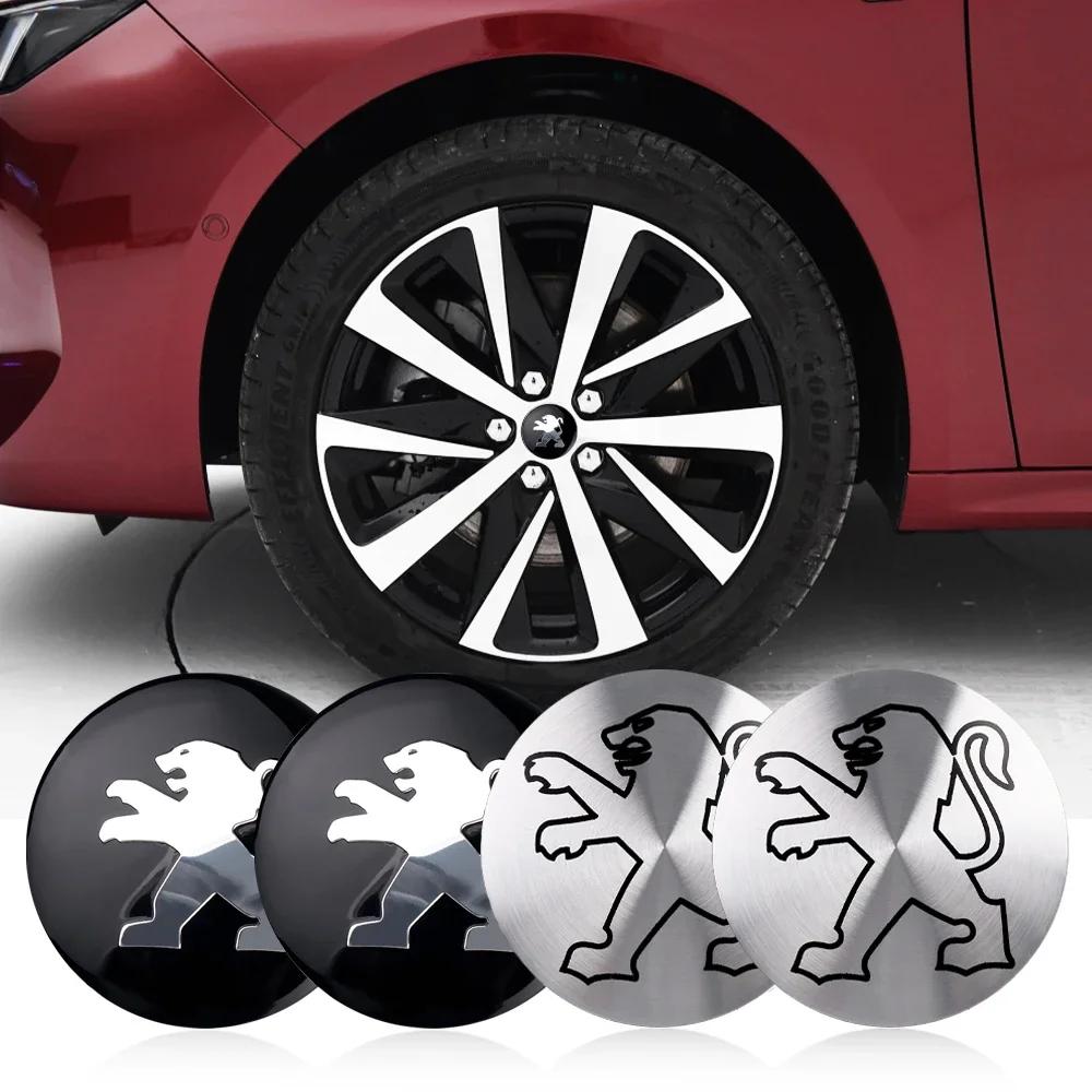 56/60mm Bilfælgnavscenterkapsler Dæksel Emblemnavn Mærkat Dekoration Til Peugeot 208 2012~2018 308 2014~2021 2008 3008 107 106 406
