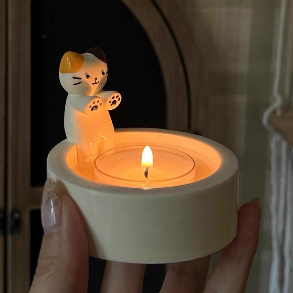Kitten Candle Holder Creative Aromatherapy Candle Holder High-Temperature Resistant Cartoon Candle Holder