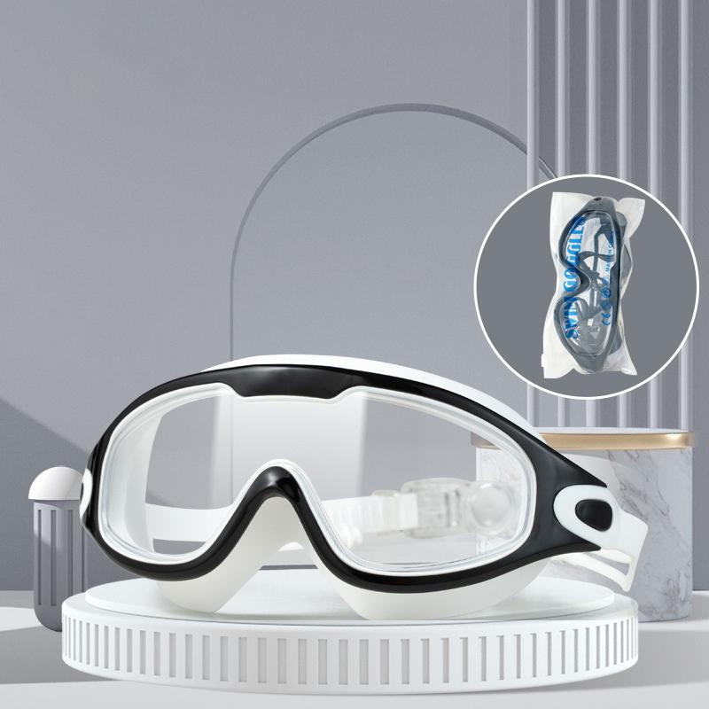 New Swimming Goggles High-Definition Waterproof Anti-Fog Adult Men And Women Swimming Goggles Flat Big Frame Swimming Glasses