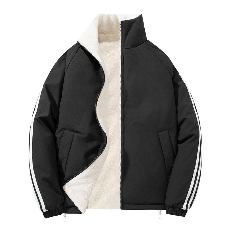 Double-sided Wear Lamb's Wool Cotton Jacket Men and Women with The Same Winter Loose Stand-up Collar Cotton Jacket Thickened Cold Winter Jacket Jacket