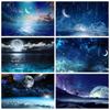 Céu Estrelado Noturno Nuvem Fundo Universo Terra Lua Planeta Estrelas Festa de Aniversário de Bebê Fotografia Fundo Decoração Estúdio de Fotografia