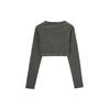 adidas Womens Ribbed Long Sleeve Crop Top Black Women Streetwear JD0014