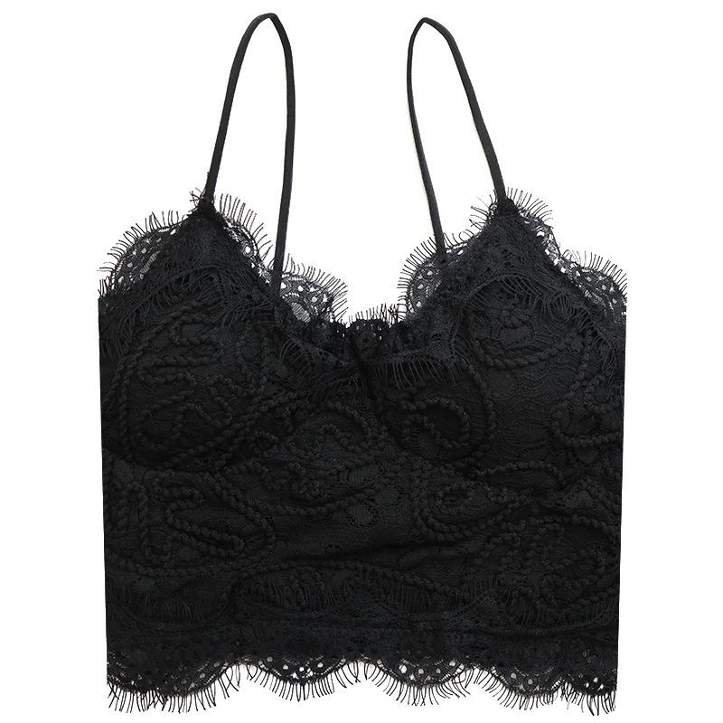 Tank Top Lace V-neck Crop Tops Women Summer Camis Backless Camisole Fashion Casual Tube Female Sleeveless