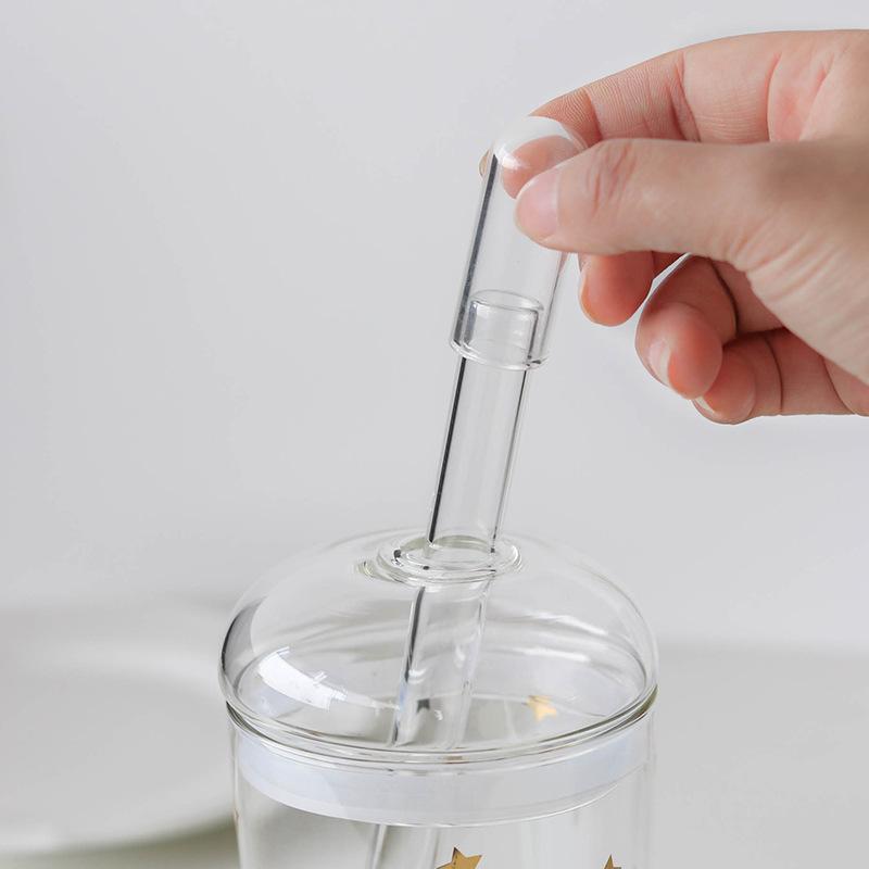 4PCS Glass Straw Tips Cover Reusable Drinking Straw Tips Cap Clear Lids Dust-Proof Plugs for Stainless Steel Straws Glass Straw