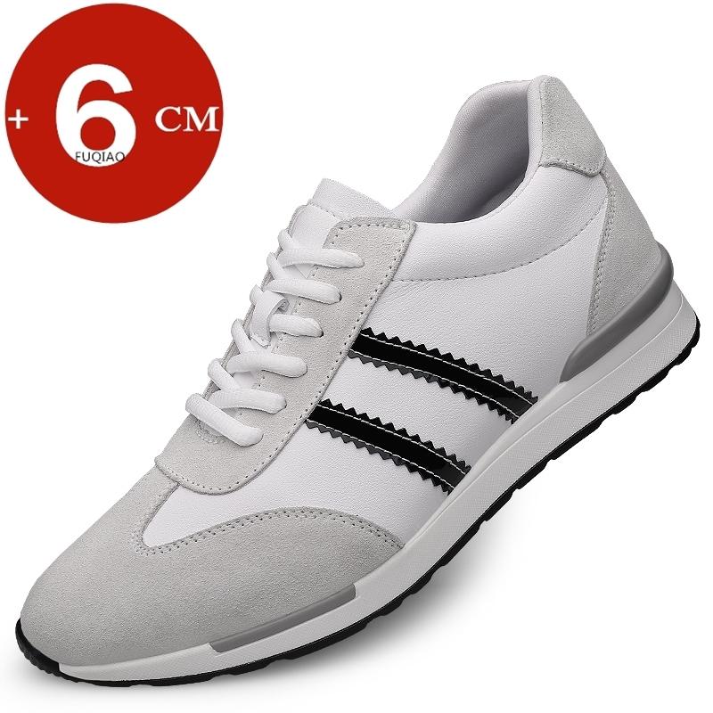 Suede Leather Men Height Increasing Shoes Elevator Sneakers 6cm White Black Shoes Taller Men Leisure Shoes Lift Sports Luxury
