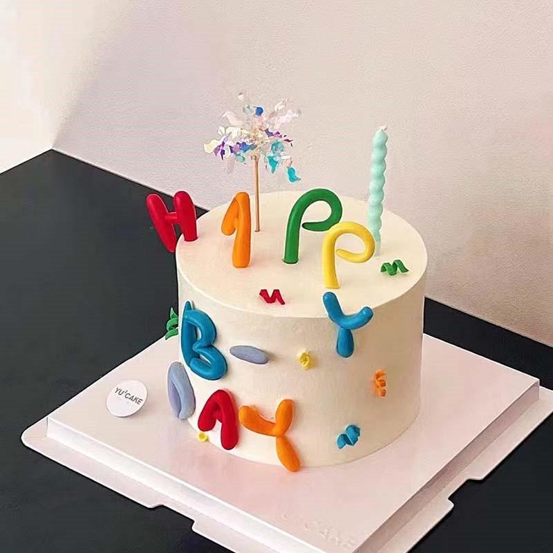 Happy Birthday Tortenaufleger Bunte Tortendekoration Englischer Buchstabe Hochzeit Cupcake für Geburtstagsparty Tortendekoration