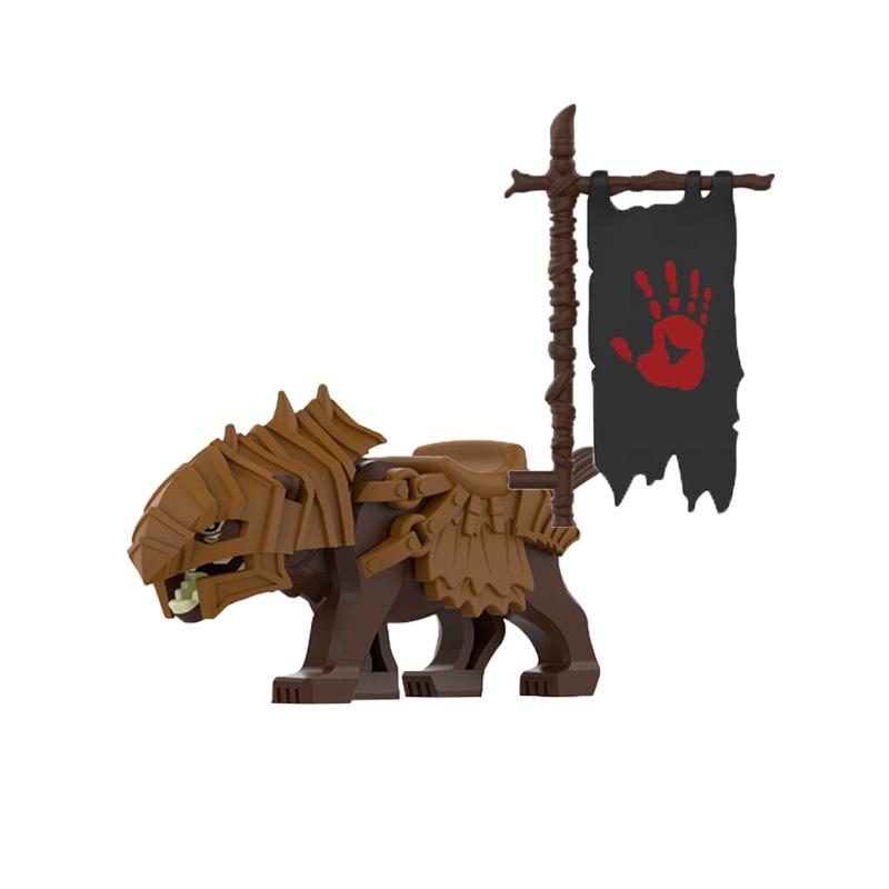 MOC Mediaeval Times Building Blocks Orc Mounts Wolf Flags Army Soldiers Character Accessories Bricks Animal Toys Gifts R064 DIY