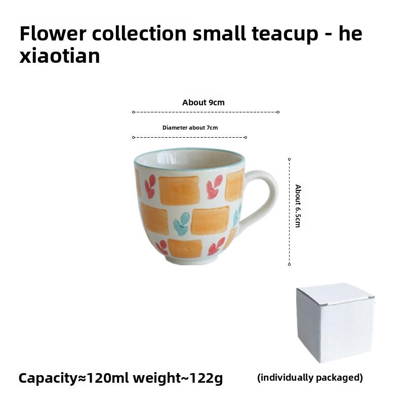 

Japanese Style Floral Ceramic Mug Handheld Tea Cup for Women Home Use 120ml