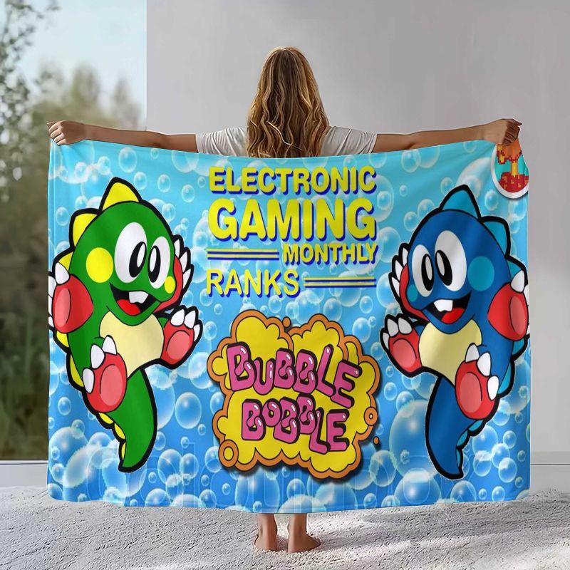 Classic Game Bubble Bobble Puzzle Bobble Flannel Blanket,Ultra Soft Plush Throw for Home Bedroom Bed Sofa Cover Office Picnic