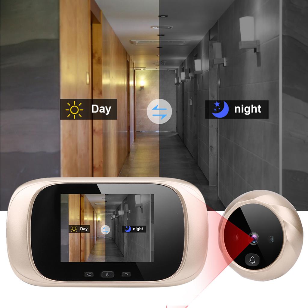 Visor de Porta Visual LCD TFT de 2,8 polegadas Visão Noturna IR Câmera de Armazenamento Cíclico Campainha Ding Dong Controle de Acesso Inteligente