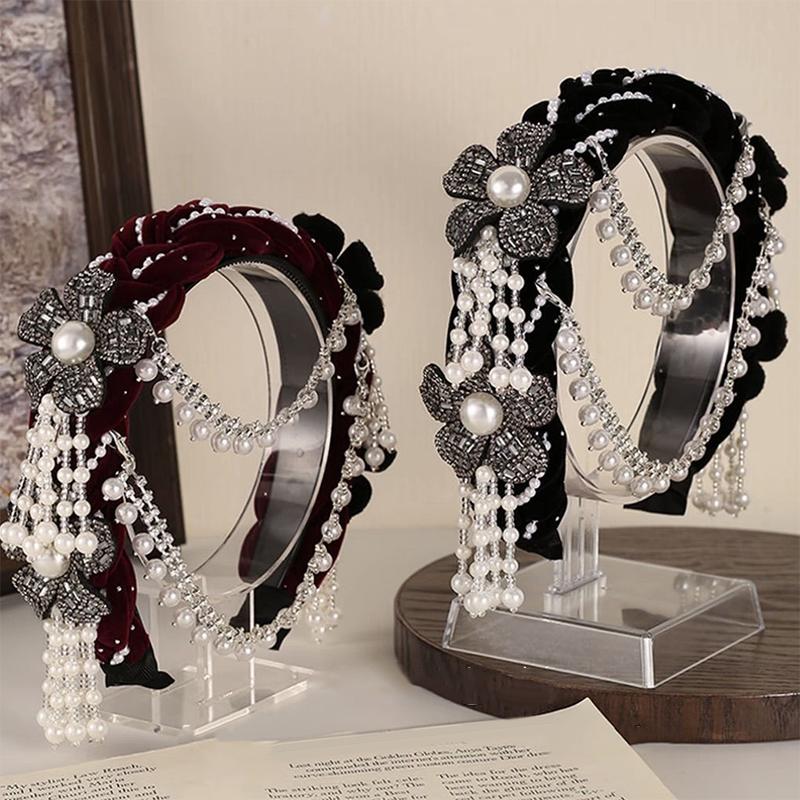 Fashion Bridal Wedding Hair Hoop Accessory For Women Flower Detachable Pearl Tassel Headpiece Party Celebration Dance Headdress
