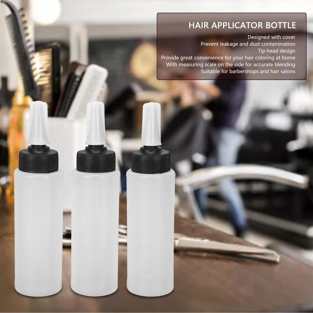 3pcs Hair Color Shampoo Applicator Bottle Refillable Hair Salon Squeeze Bottle with Cover