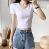 2026 New Style V-Neck White Cotton Women's Cropped Short-Sleeve Top