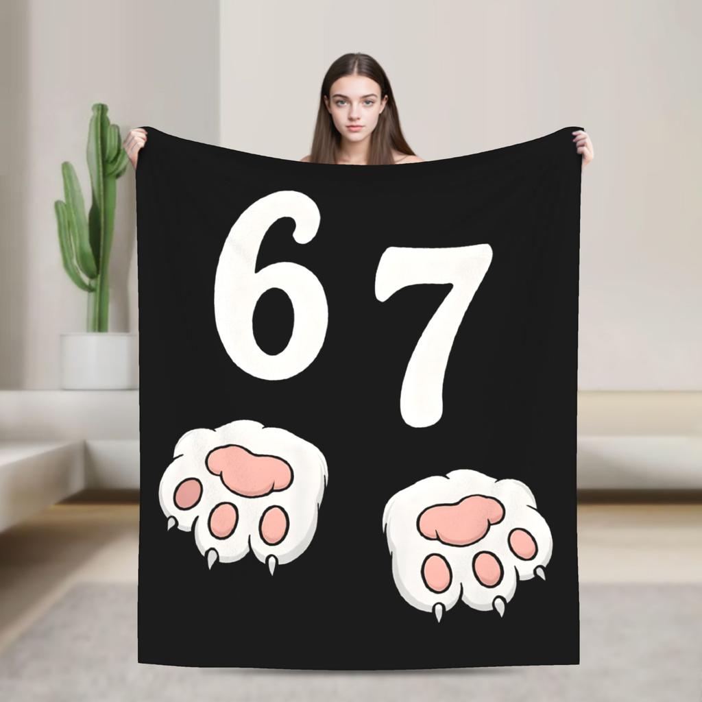 Warm Blanket Travel 67 Six Seven 6 7 Funny Italian Brainrot Gaming Meme Throw Blanket  Flannel Bedspread For Bedroom Bed Cover