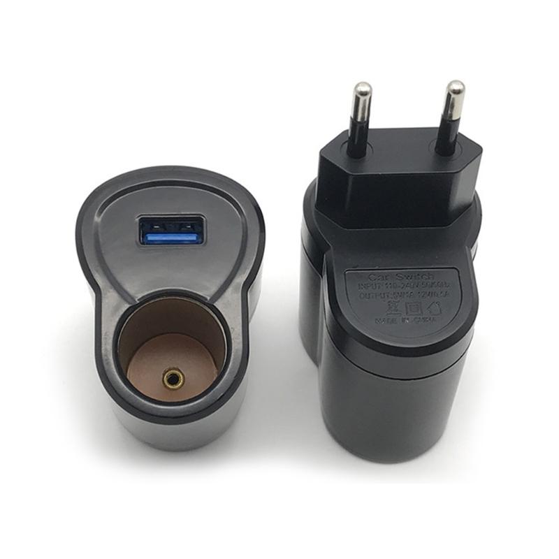 Vehicle Power Adapter Featuring USB Port And Improved Voltages Stability 220V to 12V Converter 12V0.5A/5V1A