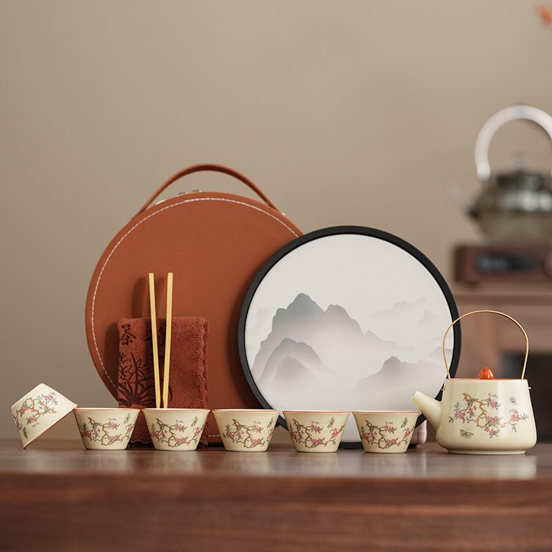 Outdoor travel business trip Kung Fu tea set Business household teapot set
