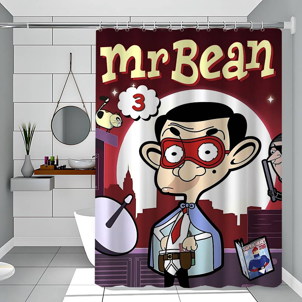 

M-Mr. Bean 1Pc Shower Curtain Polyester Waterproof Shower Curtain Bathroom Partition Curtain Decoration Accessories 90x180 cm