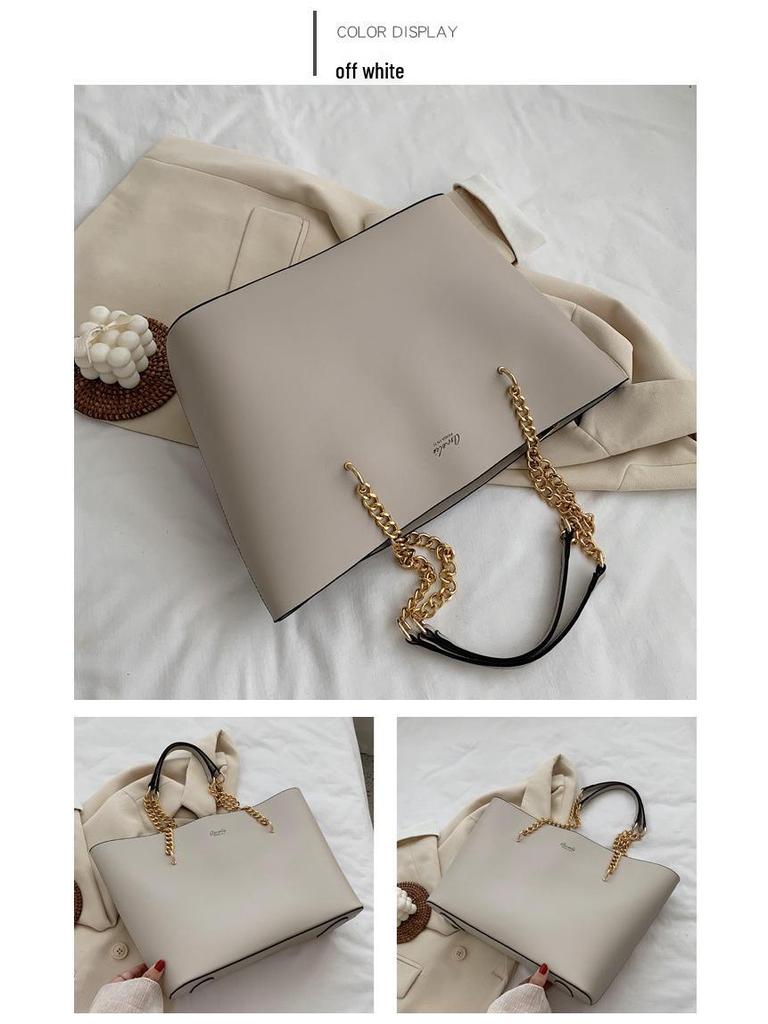 2025 Spring/Fall Women's Large Capacity Korean Style Chain Shoulder Tote - Fashionable, Versatile, Commute Bag
