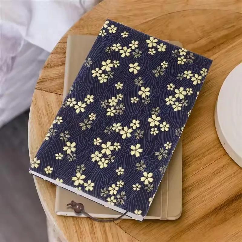 

Hot Stamping Printed Fabric Sleeve A5 Adjustable Book Cover for Textbook Hand Account Book Protective Case Decor Cover тёмно-синий