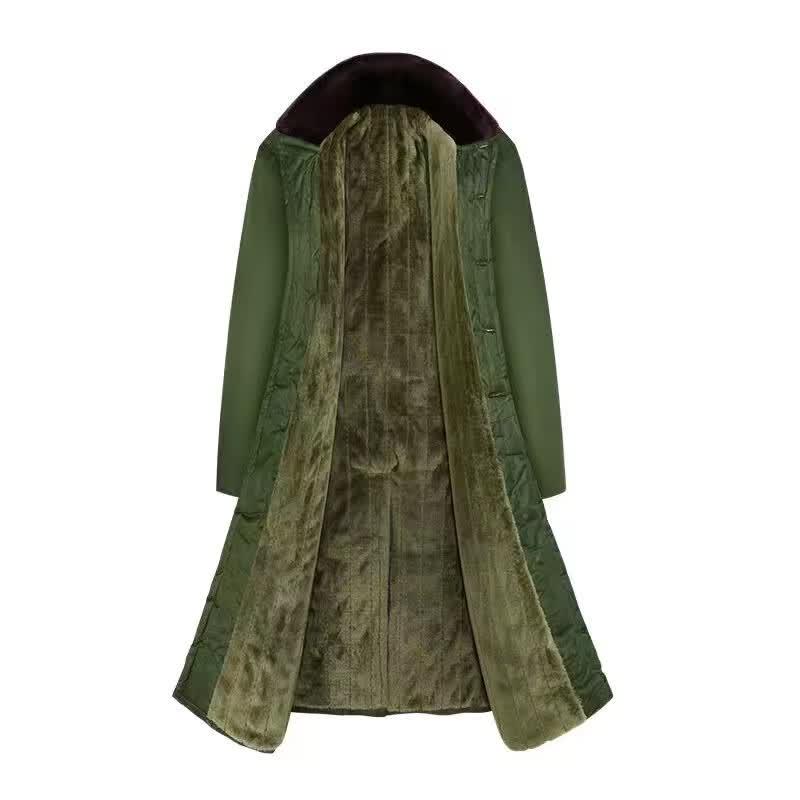 Long Windproof Fleece-Lined Cotton Parka