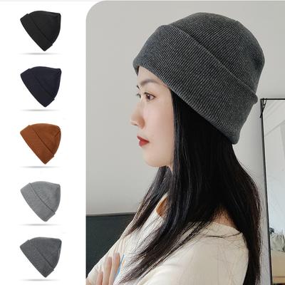 Winter Pure Cotton Trend Warm Beanie Hat for Men and Women Fashion Outdoor Hiking and Skiing Simple Travel Knitted Pullover Hat