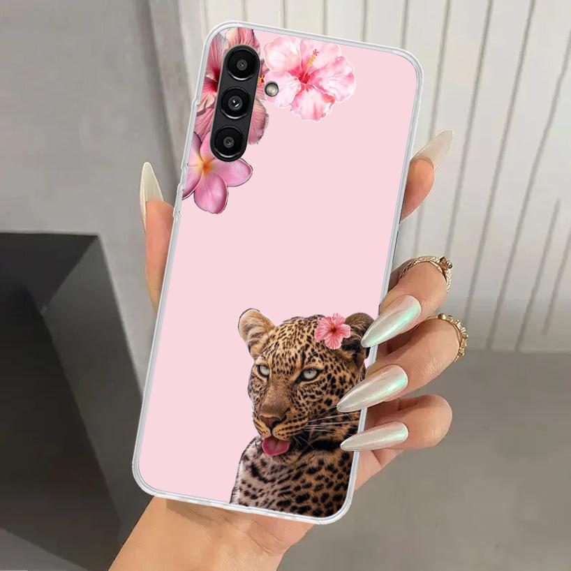 Pink Leopard Print Phone Case for Samsung Galaxy A17 A16 A37 A26 A36 A57 A56 A15 A25 A35 A55 A14 A24 A34 A54 A13 A23 A33 A53 Gal