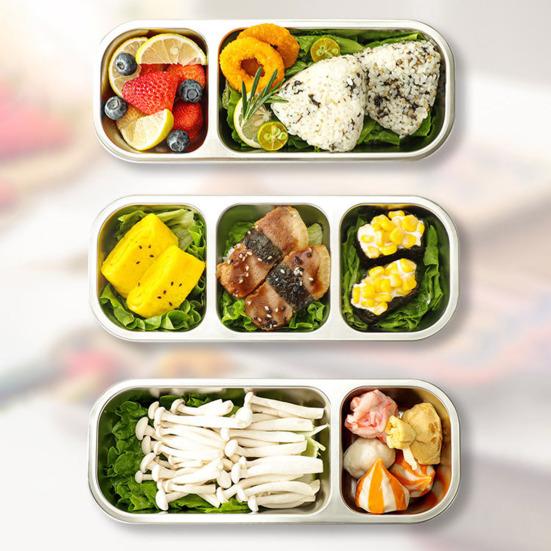 Stainless Steel Snack Container And Adults Box Leak-Proof 3-Compartment Reusable Lunch for Kids Crisper Box