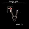 Korean Cross Rhinestone Brooch for Women and Men Tassel Chain Badge Shirt Collar Pins Badge Fashion Jewelry Accessory