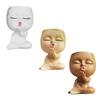 Face Planter Pots Cactus Succulent Planter Resin Closed Eyes  Face Flower Pot With Drainage Hole For Indoor Outdoor