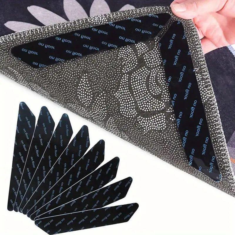 16/8pcs Black White Carpet Anti Slip Stickers Rug Grip Pads Washable Reusable Carpet Fixing Tape