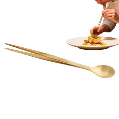 2 In 1 Stainless Steel Tasting Spoon Tweezers Dualed Function For Party Kitchen Accessories Chef Cooker Spoon Gadget