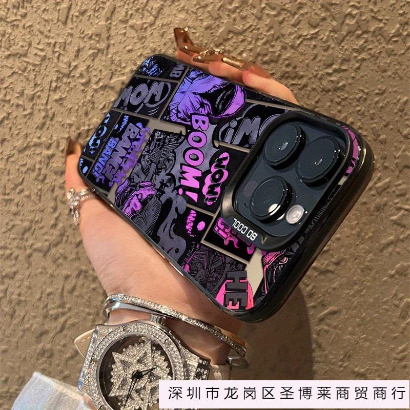 Graffiti Black and Purple Comics Are Suitable for Apple 16promax/15pro/14 Creative 13promax New XR Trendy Brand